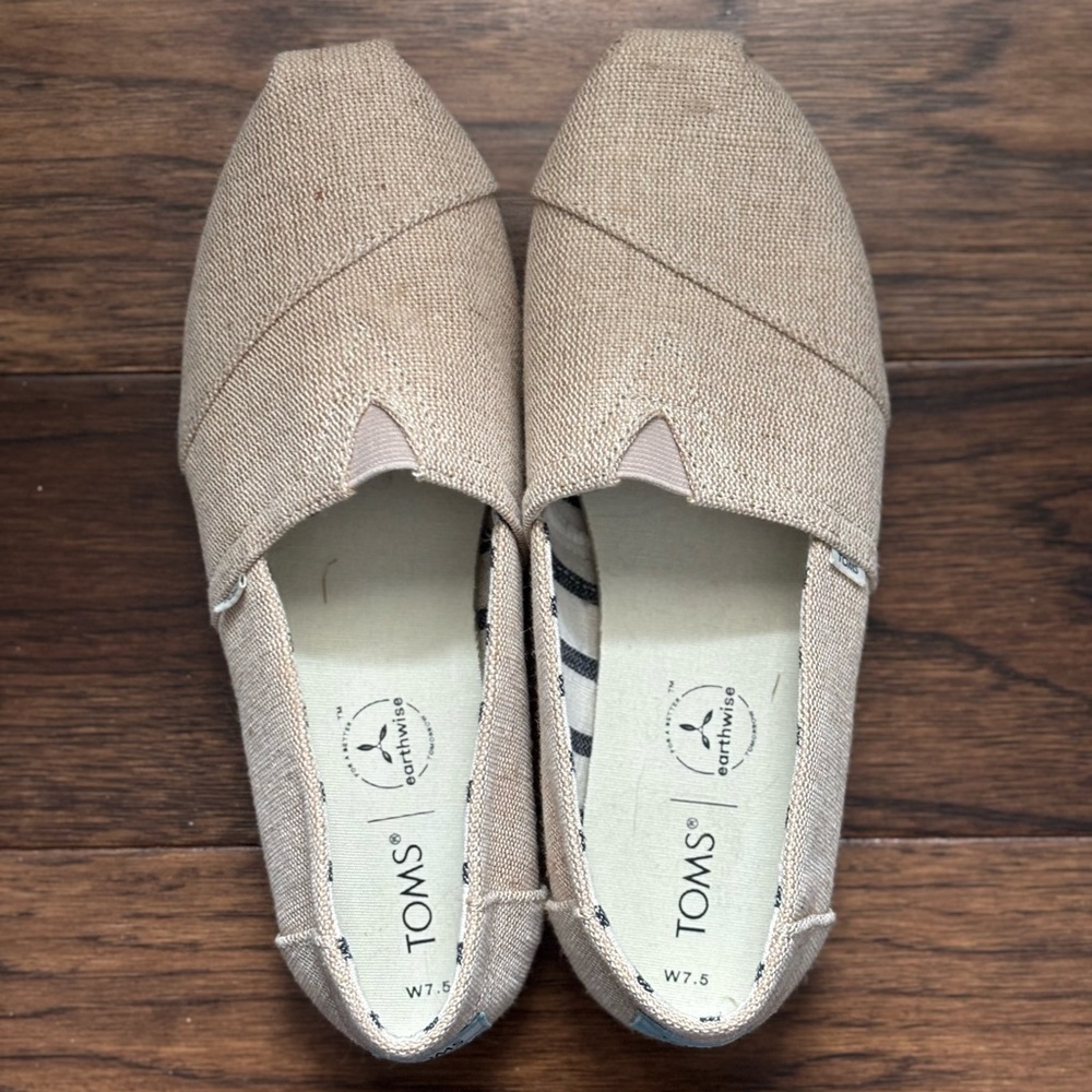 TOMS Beige Canvas Slip-Ons